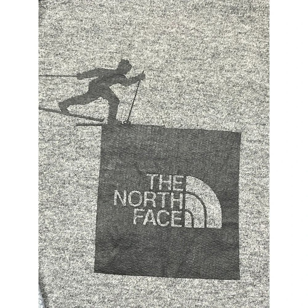 The North Face Hoodie Poly Cotton Viscose Gray Skier Graphic Large Mens